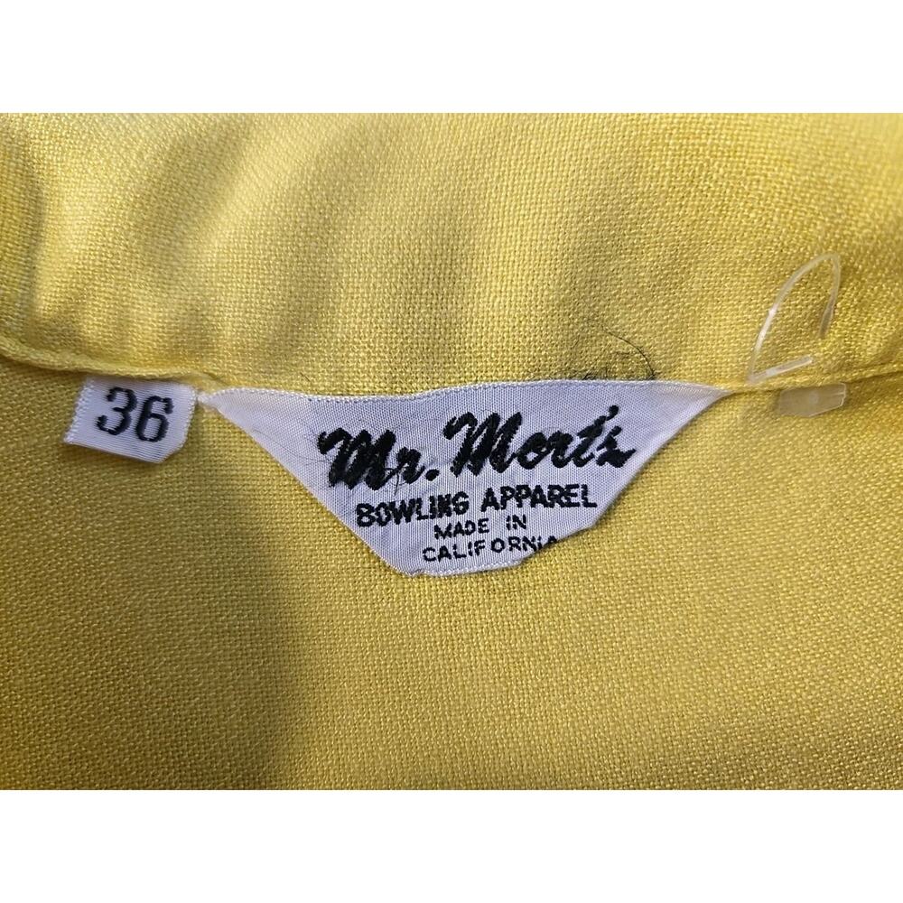 Vintage Mr Mort's Bowling Shirt Yellow Size 36 B.I.T. Motor Co Embroidered #0419 - Picture 9 of 9